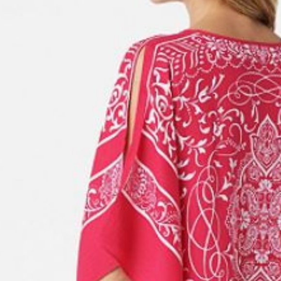 Susan Graver Printed Woven Scarf Top 1135 - Picture 3 of 3